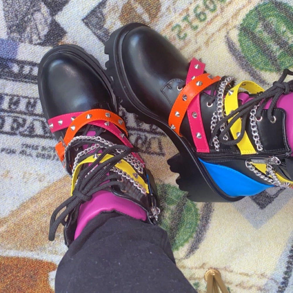 Multi Color Spoked Platform Boot